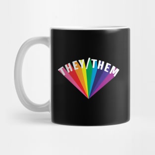 They/Them Pronouns Rainbow Burst Mug